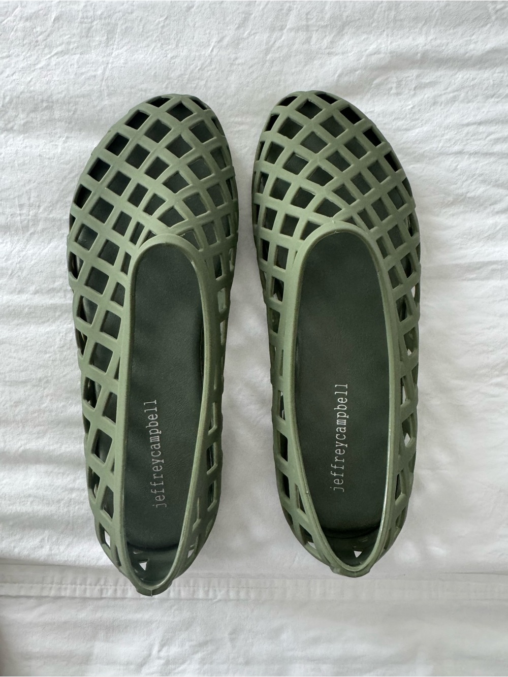 Jeffrey Campbell Olive Green Jelly Flats